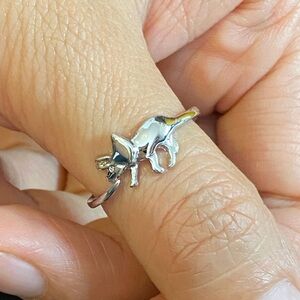 Unisex silver triceratops dinosaur open ring, Animal Irregular Chunky Punk ring